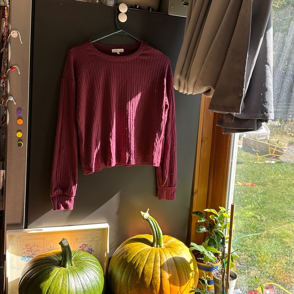 Ultra Flirt Maroon Ribbed Top